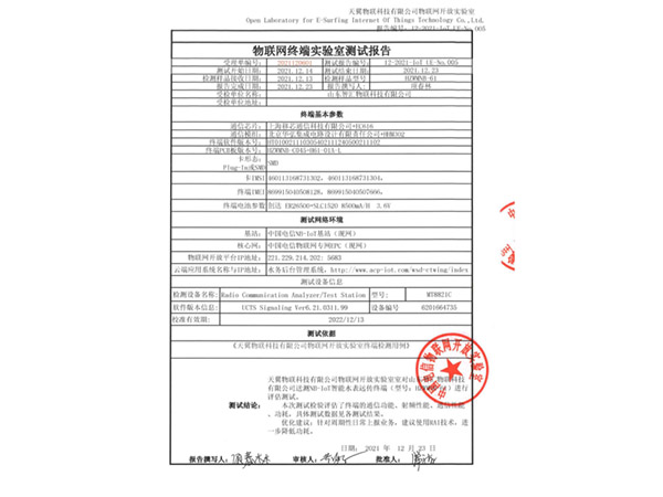 IoT Terminal Experiment Test Report