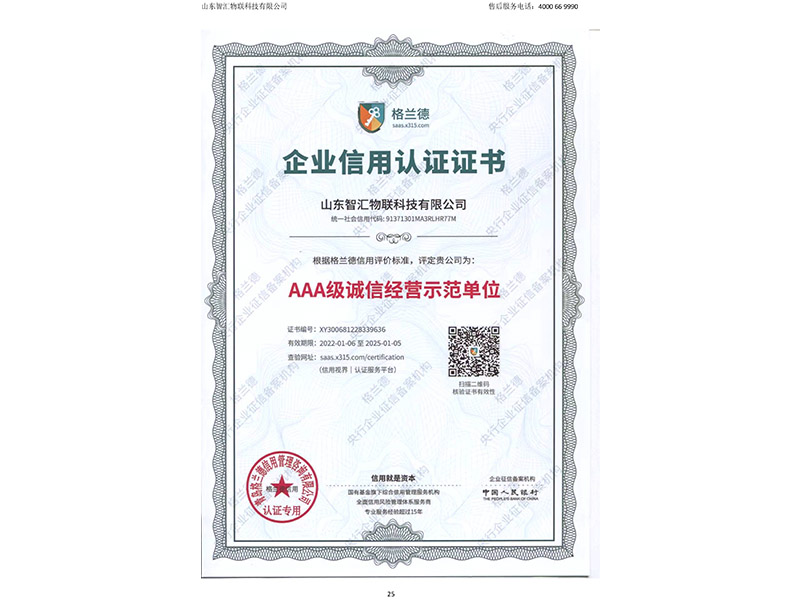 Enterprise Credit Certification Certificate