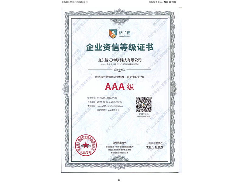 Enterprise Credit Certification Certificate