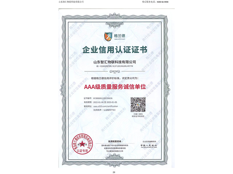 Enterprise Credit Certification Certificate