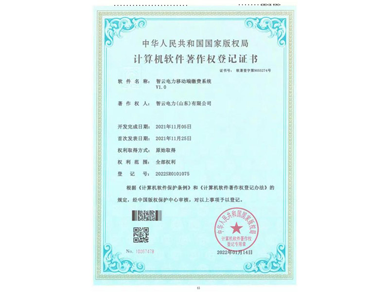 Computer software copyright registration certificate